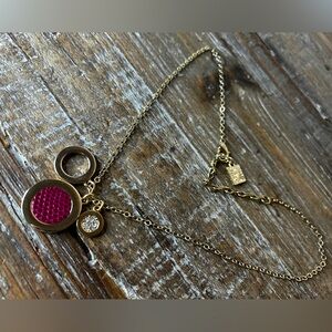 Anne Klein Dalton Gold-Tone Cranberry Leather Shaky Pendant Necklace